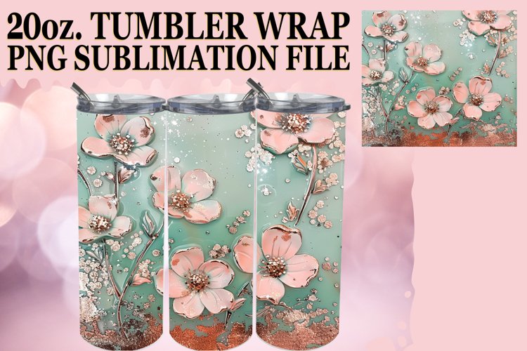 Dazzling Floral Leopard Tumbler Wrap: Sublimation - 20oz