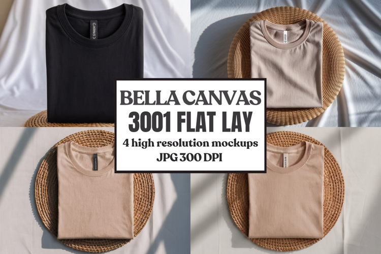 Bella Canvas 3001 Flat Lay T-Shirt Mockup