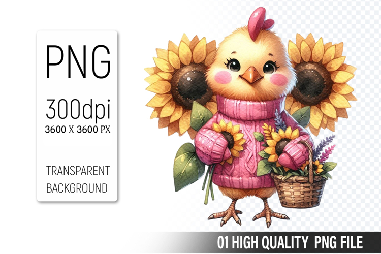 Cute Chicken, Animal Sublimation Clipart PNG