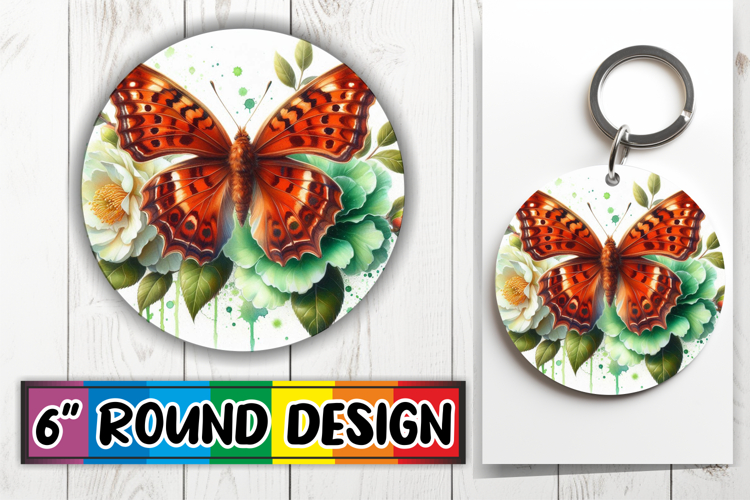 Radiant Circle Car Coasters PNG, Butterfly