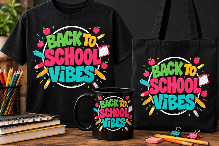 Back to School Vibes PNG | Colorful Retro School Design