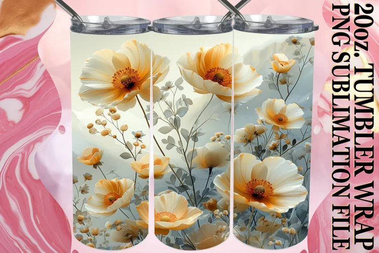 Elegant Flower Pattern Tumbler Wrap for Springtime