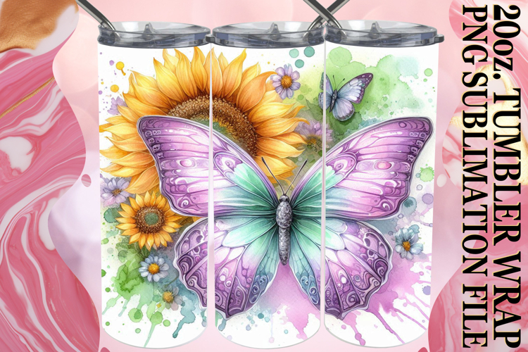 Bright Reflections 20oz tumbler wrap, Butterfly