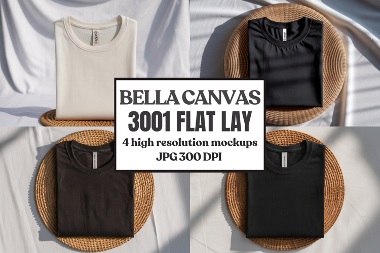 Bella Canvas 3001 Flat Lay T-Shirt Mockup