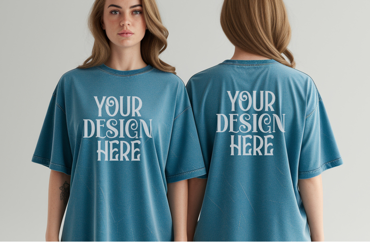 Lagoon Blue Comfort Colors 1717 Front & back T shirt Mockup