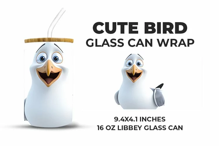 Cute Bird Glass Can Wrap