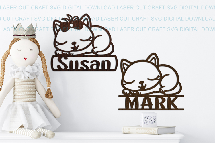 Cat Toddler Name Sign SVG laser cut, Cricut example image 1