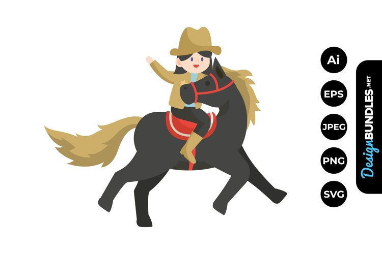 Girls Horse Riding Clipart