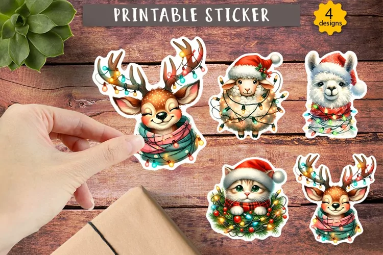 Christmas animal stickers | Funny christmas gift stickers