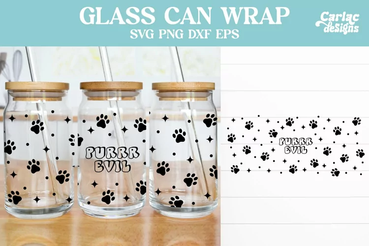 Cats Glass Can Wrap SVG, Purrr Evil SVG