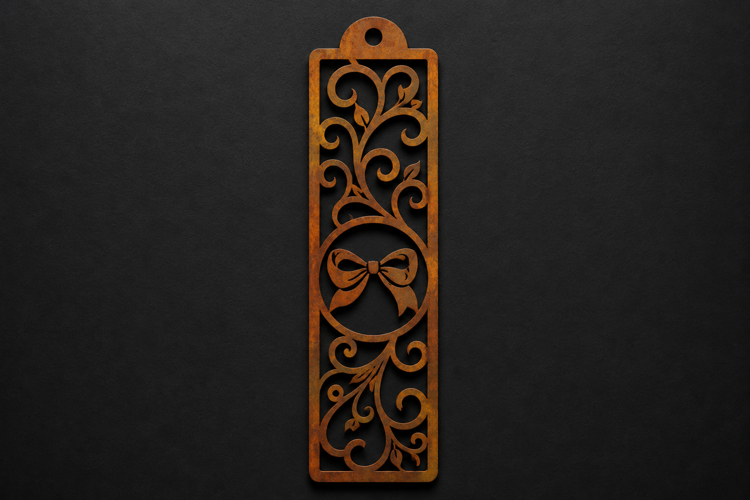 Laser Cut Christmas Bow Wooden Bookmark with Ornamental example image 1