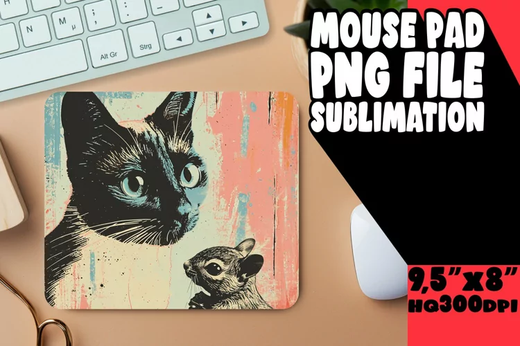 Playful Cat Print Mouse Pad