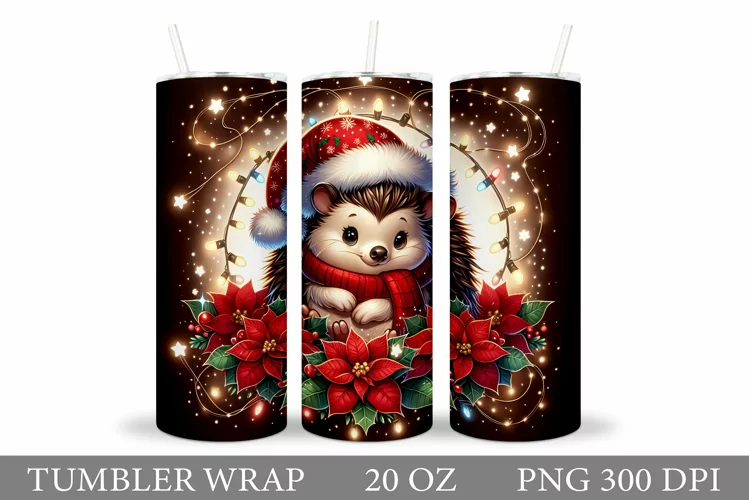 Christmas Hedgehog Tumbler. Christmas Tumbler Sublimation