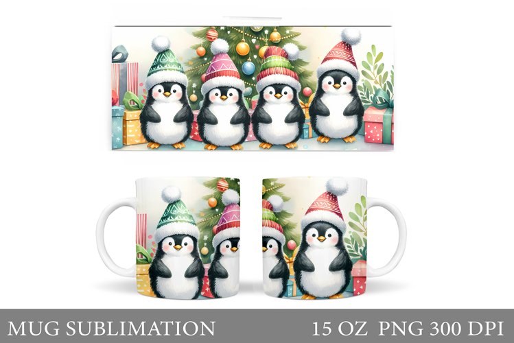 Cute Penguin Mug Design. Christmas Mug Sublimation example image 1