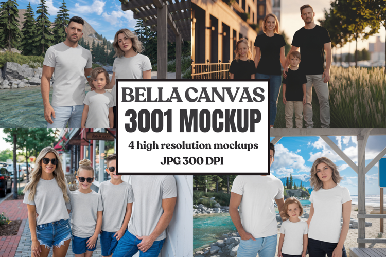 Bella Canvas 3001 Family Group Mockup