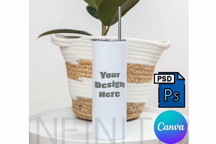 Full wrap 20oz Straight skinny tumbler mockup