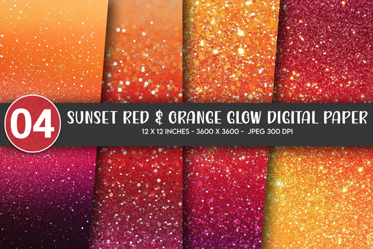 Sunset Red & Orange Glow Digital Paper