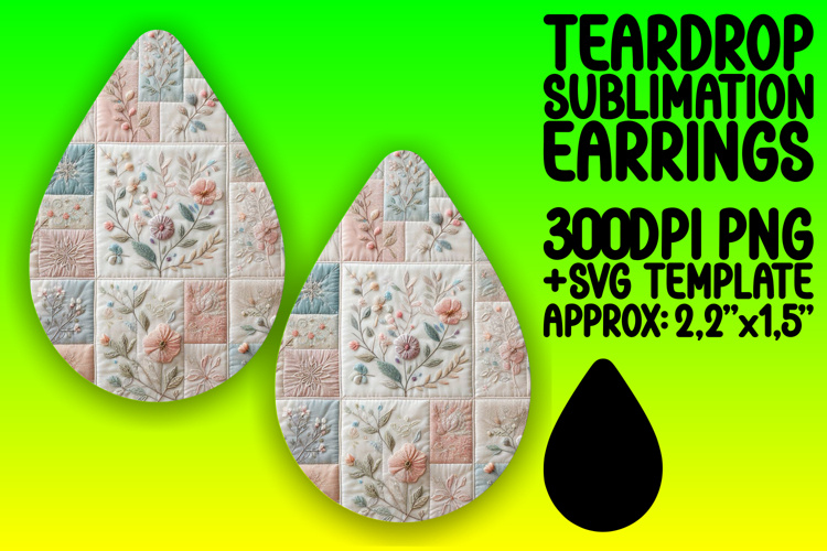 Artistic Teardrop Design for Earrings PNG , Patchwork