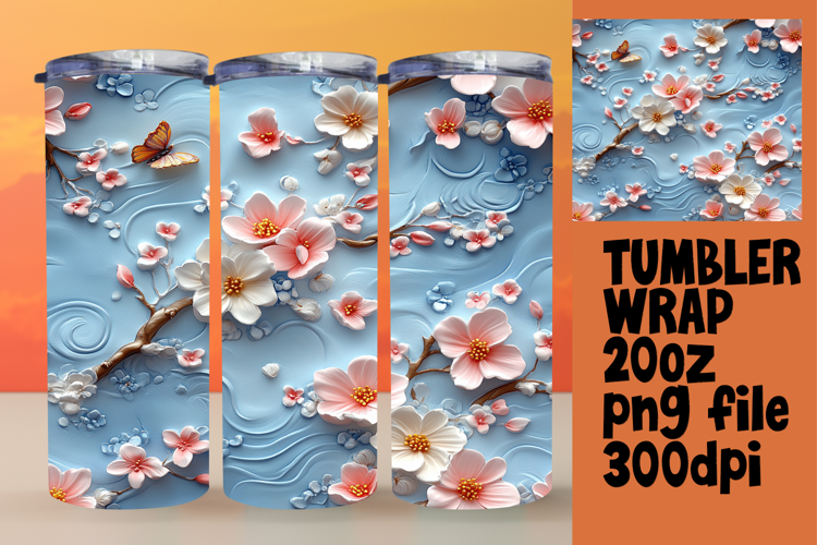Creative 20oz Tumbler Template , 3D Flower