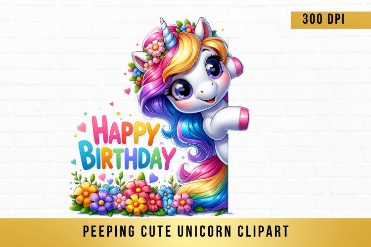 cute Peeking Unicorn Clipart, Peeking Birthday Animal png