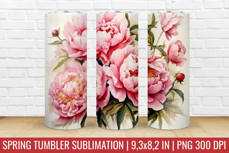 Peony Flower Tumbler Wrap | SpringTumbler Sublimation Design
