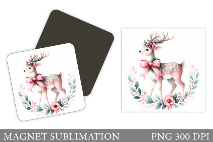 Christmas Deer Magnet Design. Christmas Magnet Sublimation example image 1
