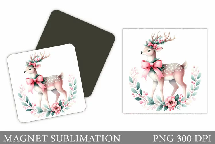 Christmas Deer Magnet Design. Christmas Magnet Sublimation
