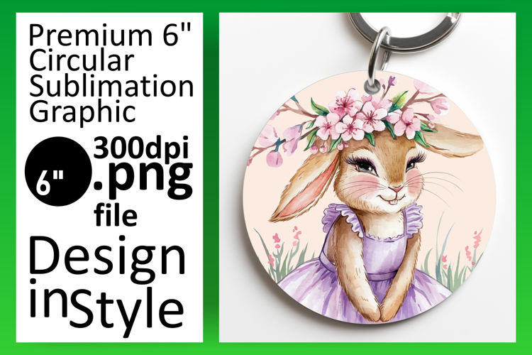 Elegant Circle Design for Sublimation , Cute Bunny