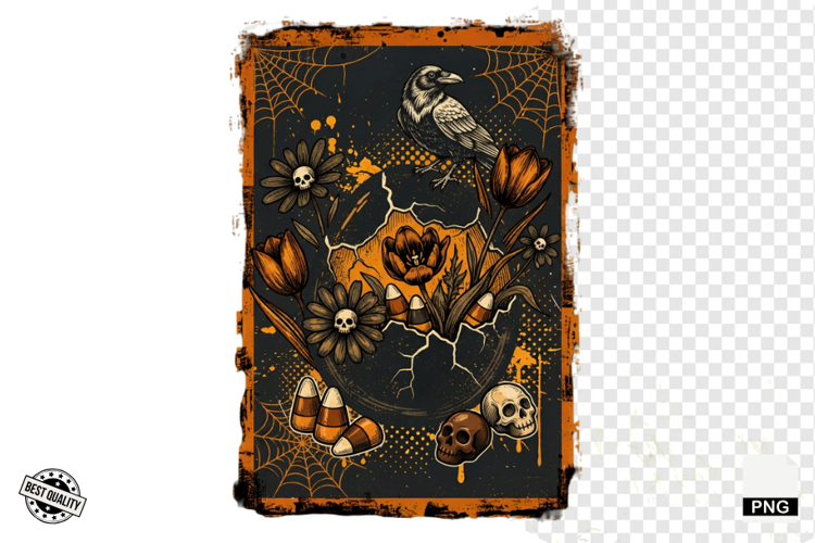 Distressed Vintage Halloween Design Clipart