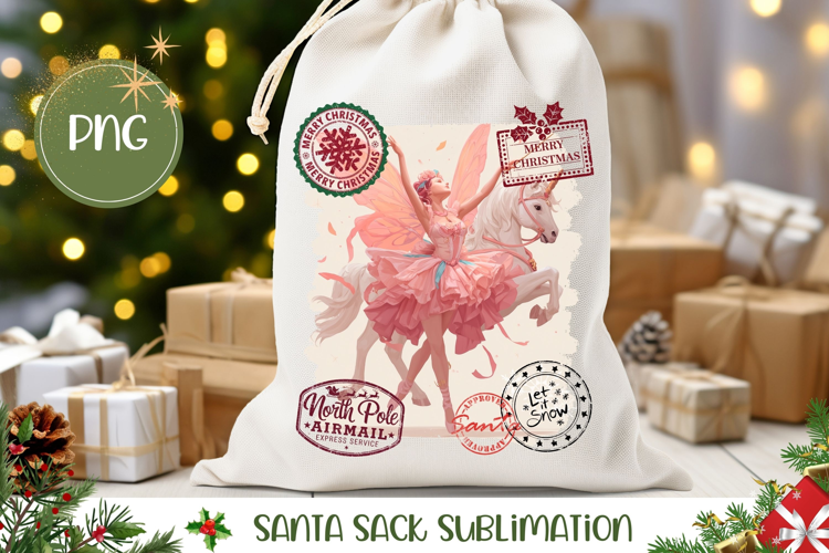 Christmas Ballerina Santa Sack, Winter Gift Bag Template