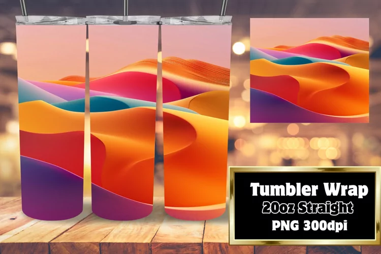Bright Gradient Design Tumbler Wrap for Sublimation 20oz