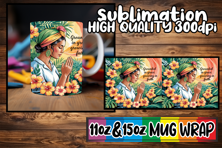 Vibrant souls sublimation print wrap, Praying Woman