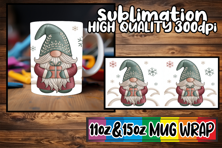 Radiant moments sublimation mug wrap, Gnomes