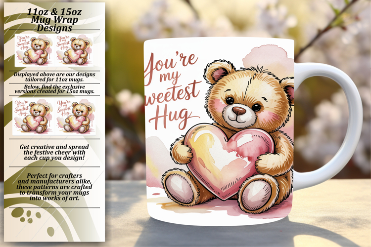 Creative 11oz Mug Wrap Png Design , Valentines Day