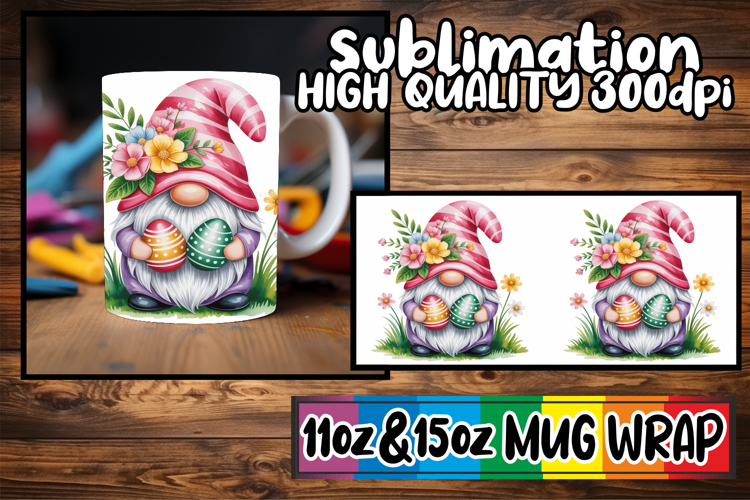 Refreshing vibes 11oz 15oz sublimation wrap, Easter Gnomes
