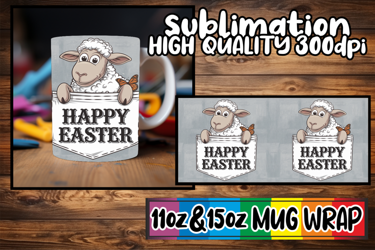 Happy hearts 11oz 15oz sublimation wrap, Easter Animals