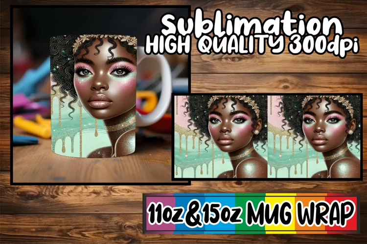Uplifting moments 11oz 15oz sublimation wrap, Afro Girl
