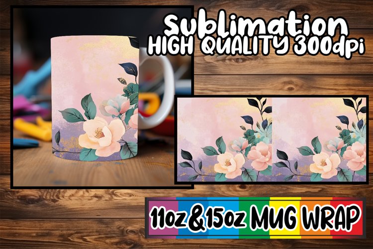 Unique sunsets 11oz 15oz sublimation wrap, Flower example image 1