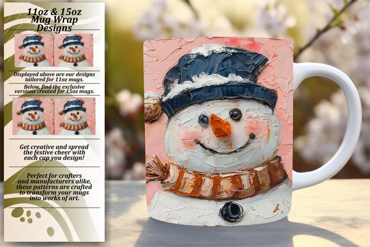 Christmas Snowman Mug Wrap Winter Sublimation 11oz 15oz