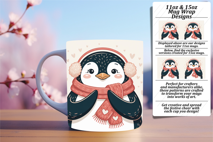 Stylish 11oz Mug Wrap Png Design , Valenines Animals