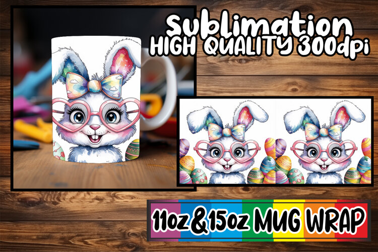 Blissful sunsets 11oz 15oz sublimation wrap, Easter Bunny example image 1