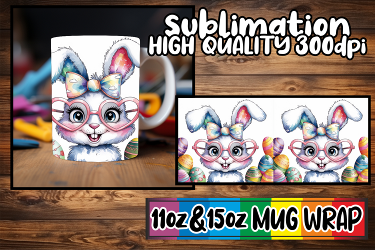 Blissful sunsets 11oz 15oz sublimation wrap, Easter Bunny