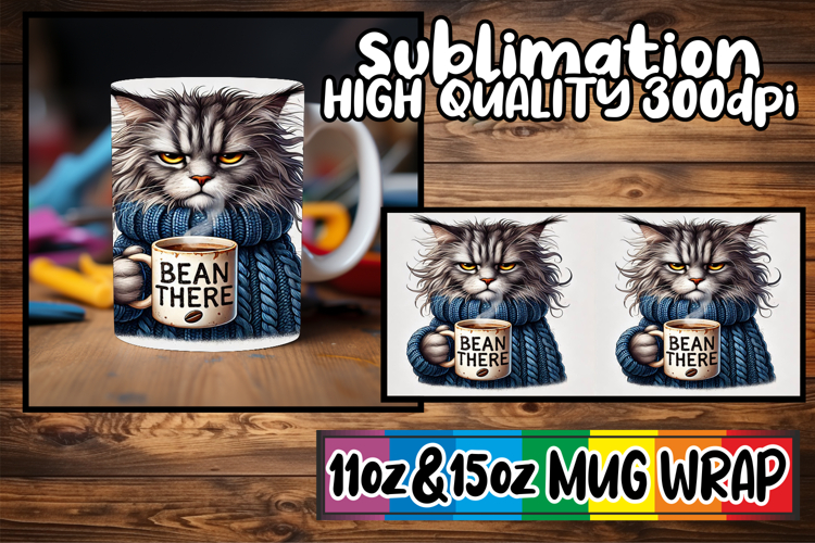 Joyful evenings 11oz 15oz sublimation wrap, Grumpy Cat