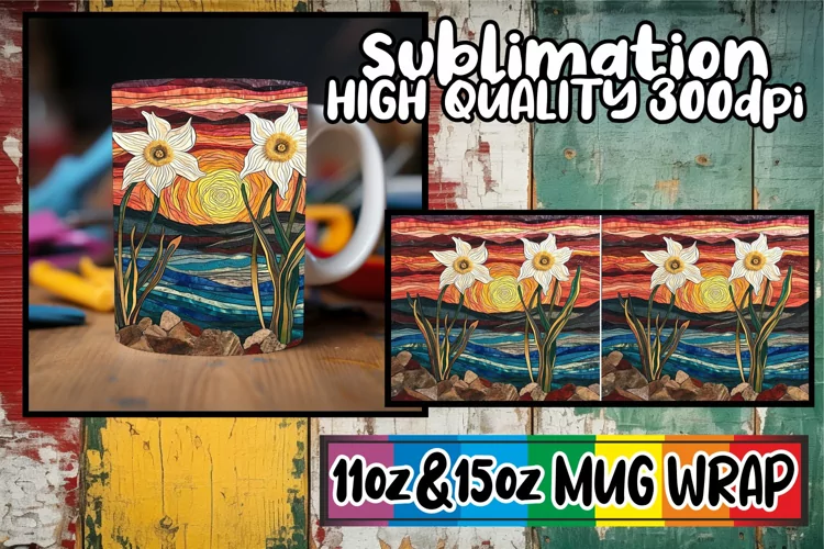 Springtime Retro Radiance: Mug Wrap Sublimation