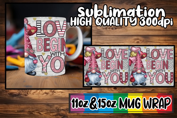 Radiant whispers 11oz 15oz sublimation wrap, Valenines