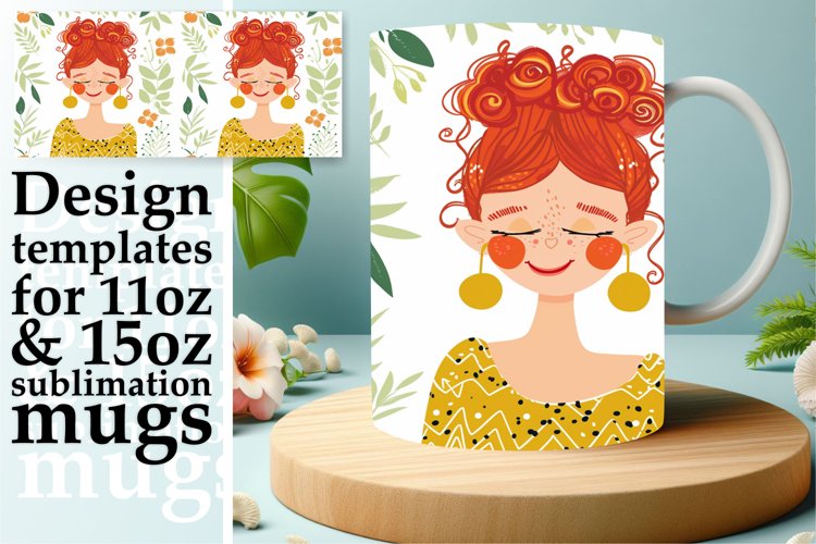 Stunning Flower Portrait Mug Wrap Design 11oz/15oz example image 1