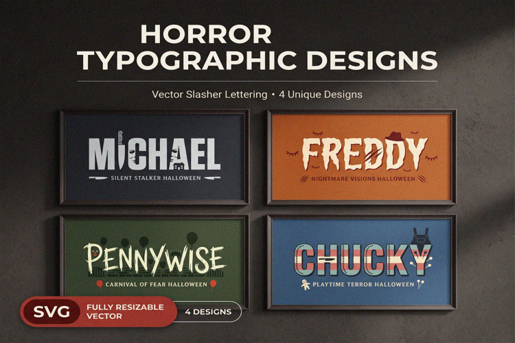 Horror Typographic Slasher SVG 4 Scary Halloween Lettering