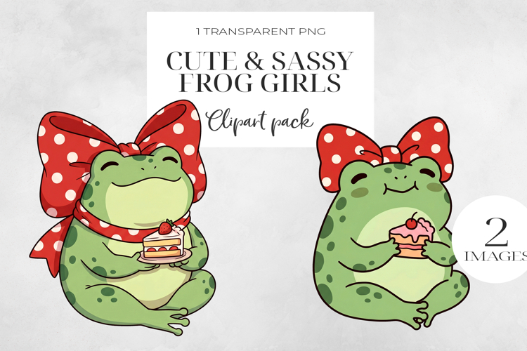 Cute Sassy Frog Girls PNG Clipart, Sublimation PNG.