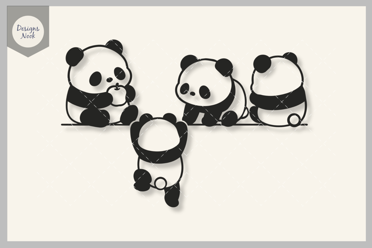 Baby Panda Bears SVG, Climbing Panda Cut File, Kawaii Bear
