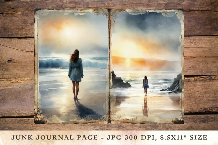 Printable Junk Journal Pages travel wanderlust girl 3